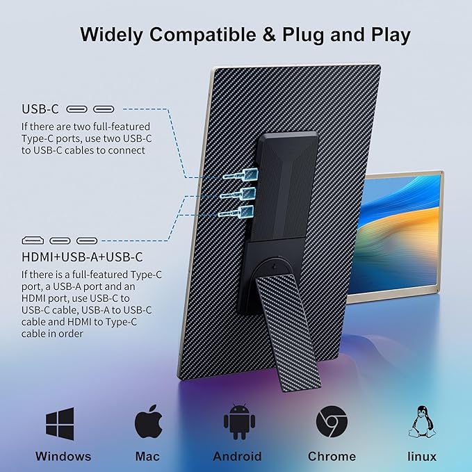 LivElect-m 15.6" Triple Laptop Screen Extender, FHD 1080P IPS Laptop Monitor Extender, Detachable Screen Travel Monitor Laptops with Speakers, Plug&Play, Compatible with Mac/Android/Win
