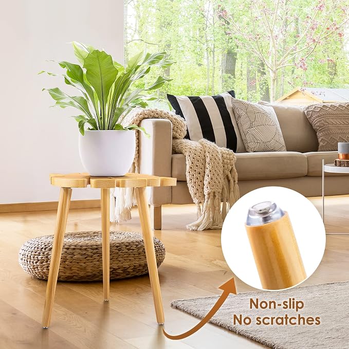 Plant Stool Stand for Indoor Use, Pine Wood Monstera Pot Holder, Decorative Corner Flower Table for Living Room, Tall Tripod Planter Rack for Home Office Patio Bedroom