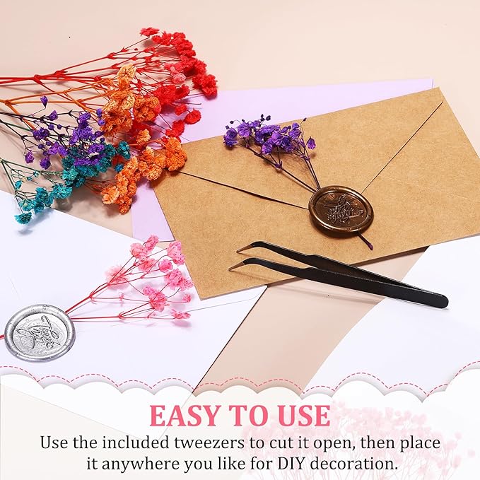 PATIKIL Mini Dried Gypsophila Flower Kit, 30Pcs 4 Inch Mist Blue Natural Pressed Floral Bundles with Tweezer for DIY Resin Crafts Gift Wedding Christmas Card Decor Flower Bouquets