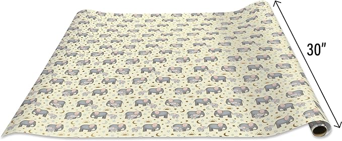 Jillson Roberts Gift Wrap, Baby Elephants (8 Rolls 5 feet x 30 inches)