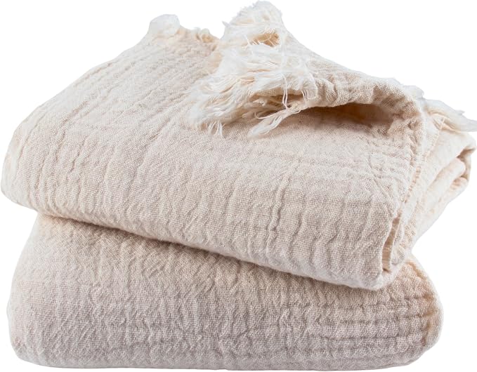 PÜSKÜL - Premium 2-Piece Oversized Muslin Bath Towel for Adult 35x70 Extra Large Bath Sheets | Natural 100% Turkish Cotton Soft Absorbent Quick-Dry Light Spa & Beach Towels (Pack of 2, Natural Raw)