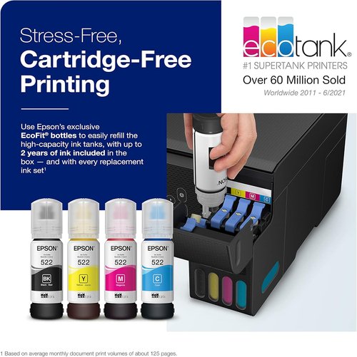Epson EcoTank ET-2800 Wireless All-in-One Printer - Cartridge-Free, Ultra-High Capacity Ink, Black