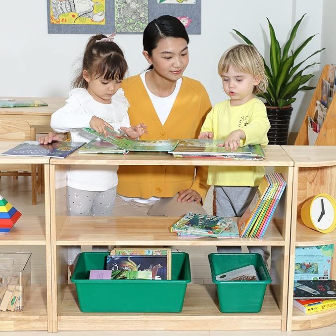 3 Shelf Horizontal Storage Bookcase Montessori Shelf-Toy,Books,Arts,Crafts&Supplies Organizer for Kids,Toddler Furniture Daycare,Preschool,Nursery(3-Tier Cabinet)