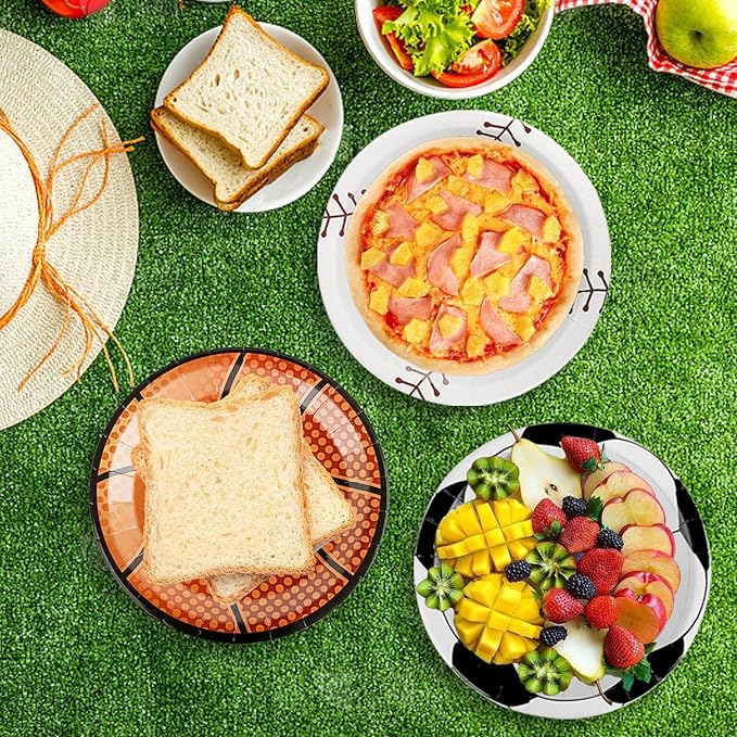 80 PCS Sports Birthday Party Decor, Sports Themed Plates Napkins Basketball Football Soccer Baseball Rugby Disposable Tableware Set for Baby Shower Boy Birthday Christmas Party Supplies (Serves 40)