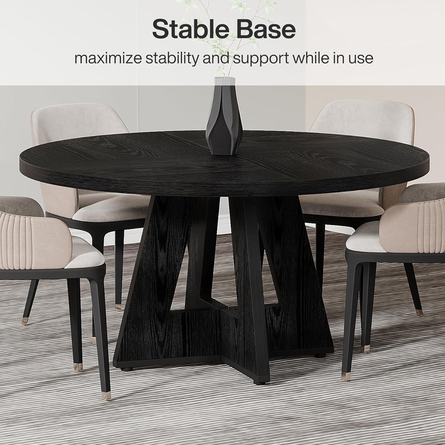 Tribesigns 47-Inch Round Conference Table - Stylish Wooden Meeting Table for 4-6 People | Black Finish