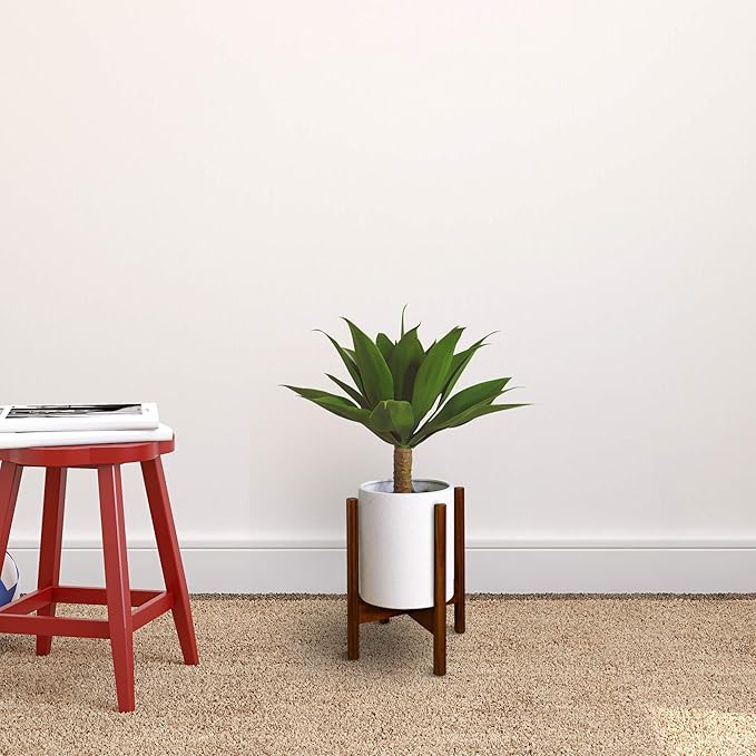 Casual Home Mid-Century Modern Wood Plant Display Stand, Fit Up to 10", Plant and Pot NOT Included - Antique Mahogany, 107-329