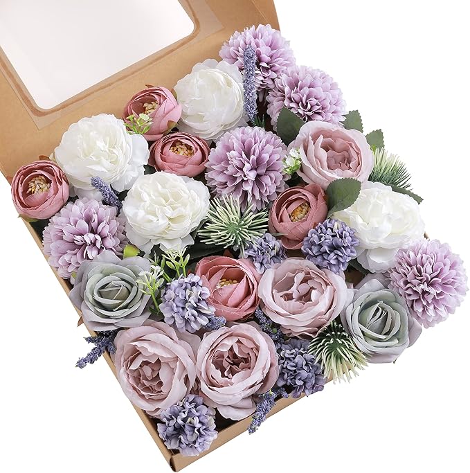Artificial Flowers Combo, Fake Flowers for DIY Tables Centerpieces Baby Shower Bridal Shower Wedding Bouquet Arrangements Party Candle Holder Cake Decor Flower Home Decorations