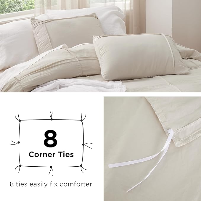 Bedsure Grid Boho Duvet Cover King Size - Shabby Chic Tufted Boho Bedding Set, 3 Pieces Shabby Chic Home Bedding for All Seasons, Includes 1 King Duvet Cover & 2 Pillowcases (Grey, 104" x 90")