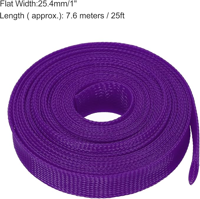 uxcell Expandable Sleeving, 1-inch 25ft Cable Sleeve, Purple
