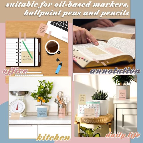 Jetec Bible Sticky Notes - 900 Pcs Transparent Pastel Colors for Study & Annotation | Clear Office Supplies