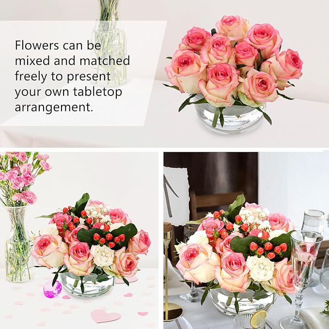 4PCS Acrylic Flower Vase for Centerpieces, 5.51" 12 Holes Clear Round Vase, for Wedding Birthday Party Table Decor Indoor/Outdoor Events
