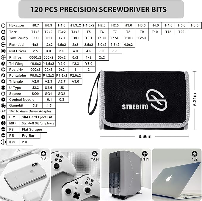 STREBITO Precision Screwdriver Set 142-Piece Computer Tool Kit Magnetic Screwdriver Set Laptop Screwdriver Kit Electronic Repair Kit Tech Toolkit for PC, Phone, Macbook, Nintendo, PS4, Xbox Controller