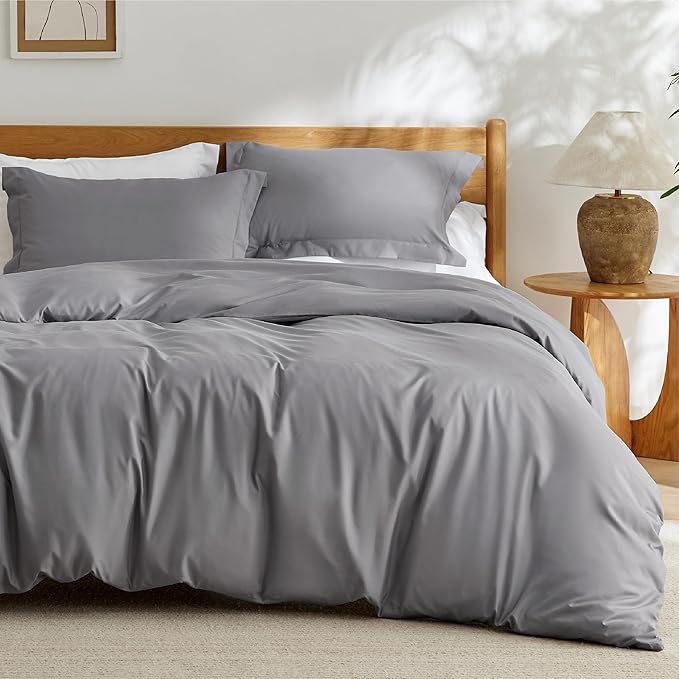Bedsure Duvet Cover Oversized King Size - Soft Double Brushed Bedding Set for Kids & Adults, Zipper Closure, 3 Pieces, Includes 1 Duvet Cover (120"x98") & 2 Pillow Shams, NO Comforter, Grey