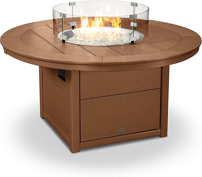 POLYWOOD® Round 48" Fire Pit Table in Teak
