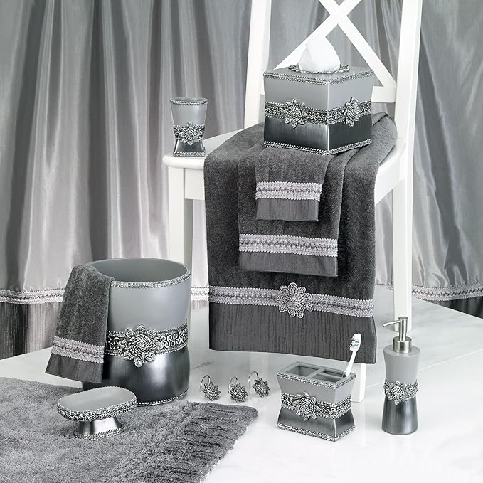 Avanti Linens - Soap Dispenser & Lotion Dispenser, Durable Resin Bathroom Accessories (Braided Medallion Collection)