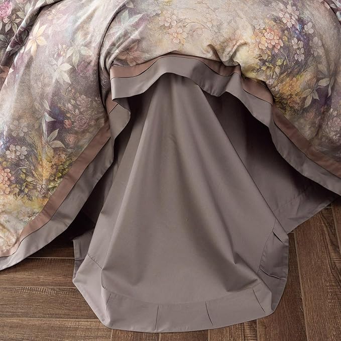 mixinni Vintage Floral Duvet Cover Set - King Size, 100% Long Staple Cotton Percale, Reversible Purple Floral Bedding Set with Zipper Closure, 3-Piece Luxury Duvet Cover with 2 Pillow Shams (20"x36")
