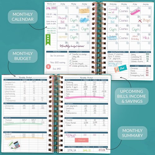 GoGirl Budget Planner - Monthly Bill Organizer & Expense Tracker Notebook Journal, Compact Turquoise