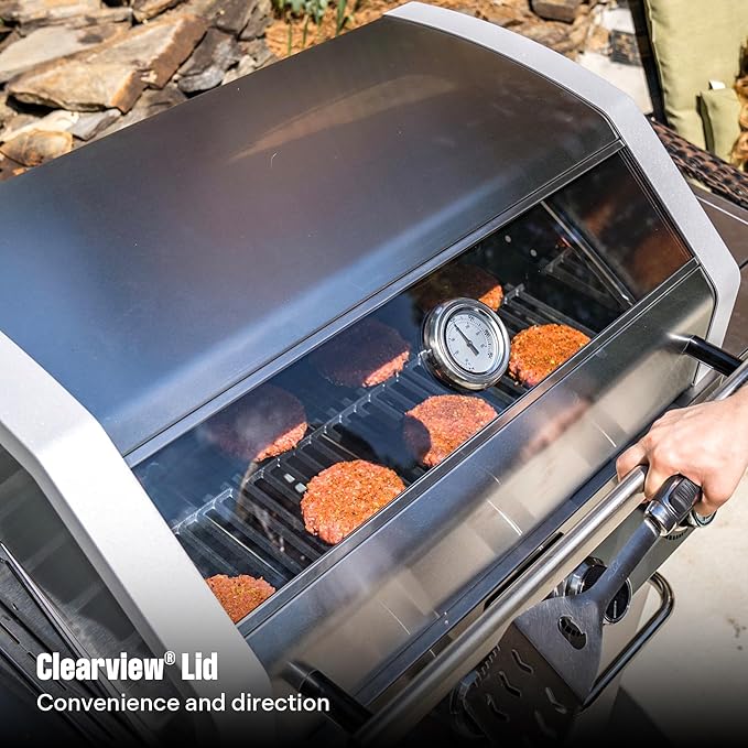 Monument Grills Larger 4-Burner Propane Gas Grills Stainless Steel Cabinet Style with Infrared Side Sear & Side Burners Knob Controls Built-In Thermometer with Stainless Steel Rotisserie Kit(2 Items)
