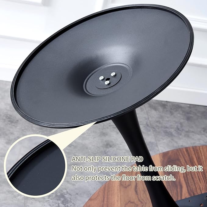 42" Tulip Table for 4-6 Persons Modern Round Dining Room Table, Mid-Century Modern Walnut Small Kitchen Table with MDF Wooden Top, Leisure Coffee Table for Living Room, Dining Room, Office