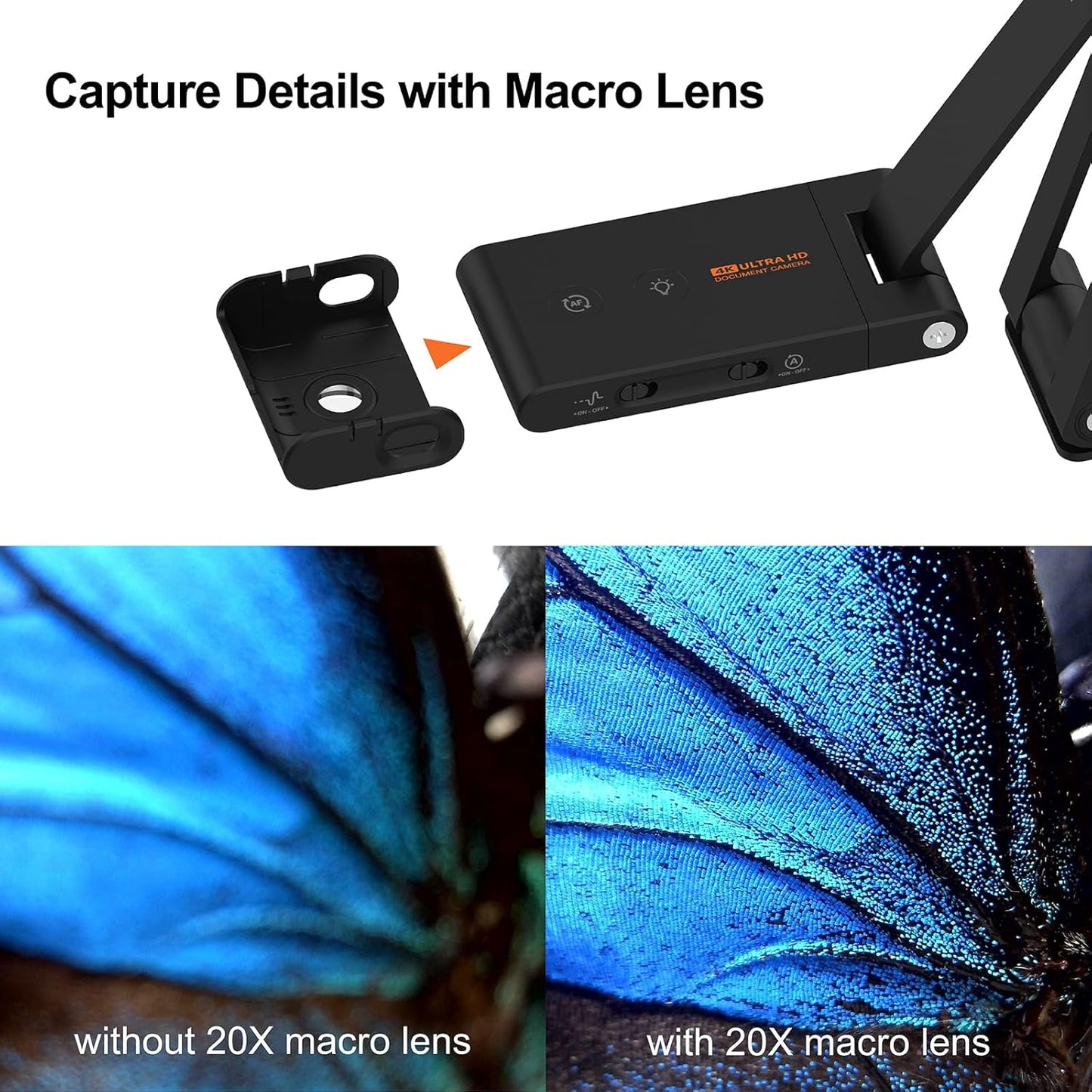 VIISAN VS13AM 13MP Document Camera - Ultra-Close Macro Lens for 4K Detail | Ideal for Inspections & Teaching