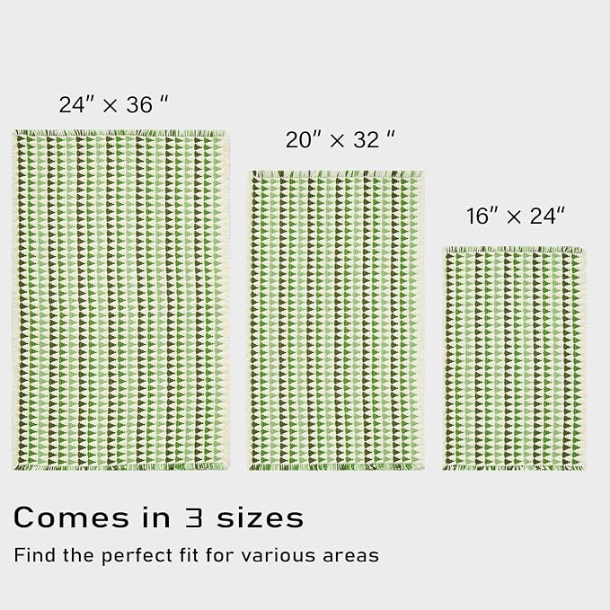 Douceur Boho Bath mat for Bathroom Floor Non Slip, Acrylic Blend Cute Bath Mats with Tassels, Quick Dry Bath mats Machine Washable, 20" x 32", Green