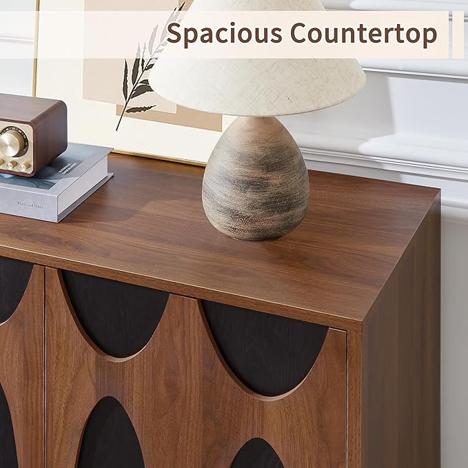 Bifins Sideboard Buffet Cabinet with Storage Set of 2, 63” Mid Century Modern Storage Cabinet with Adjustable Shelf and 4 Doors for Dining Room, Living Room,Entry