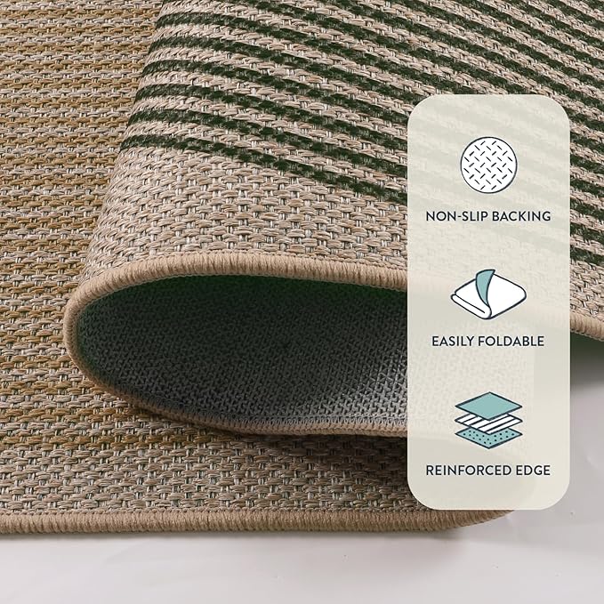 Lahome Enfys Modern Rainbow Round Rug, 6ft Easy Jute Circle Patio Rug Washable Indoor Outdoor Rugs for Living Room, Farmhouse Natural Round Area Rug Contemporary Carpet for Entryway Backyard
