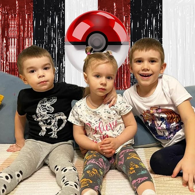 TONIFUL Black Red White Door Streamers,Black Red and White Photo Booth Backdrop Metallic Streamers Foil Fringe Curtain for Birthday,New Year,Graduation,Grad,Baby Shower Party Streamers Decoration