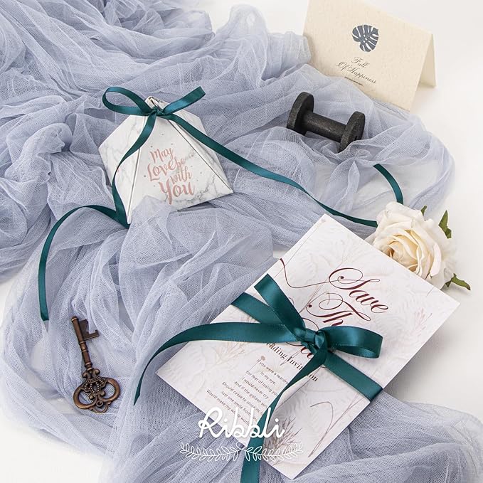 Ribbli Teal Double Faced Satin Ribbon,1/4” x Continuous 25 Yards,Use for Craft Bows Bouquet, Gift Wrapping, Wedding Decoration, Floral Arrangement