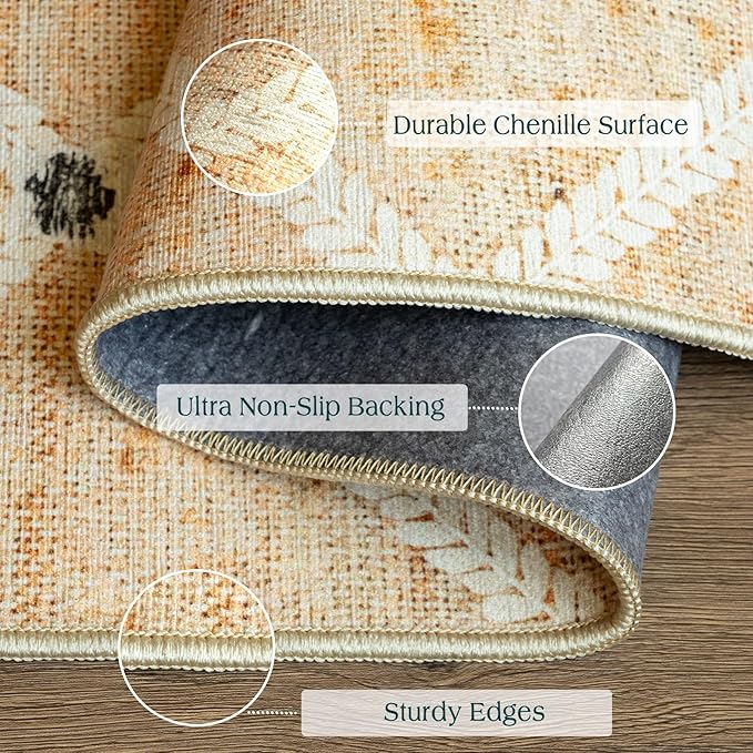 Front Door Mat Indoor - 2x3 Non-Slip Front Door Rug Washable Doormat Indoor Outdoor Entrance Woven-Look Beige Farmhouse Geometric Small Throw Rugs for Entryway Bedroom Kitchen Laundry Room
