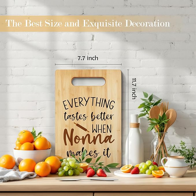 Nonna Cutting Board, Grandma Cutting Board Gifts For Nonna,Mother's Day Kitchen Gifts for Mom from Daughters Sons Kids, Grandma Kitchen Gifts, Nonna's Kitchen Decorative Bamboo Chopping Board