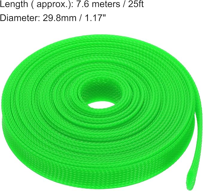 uxcell Expandable Sleeving,1 3/16-inch 25ft Cable Sleeve, Green