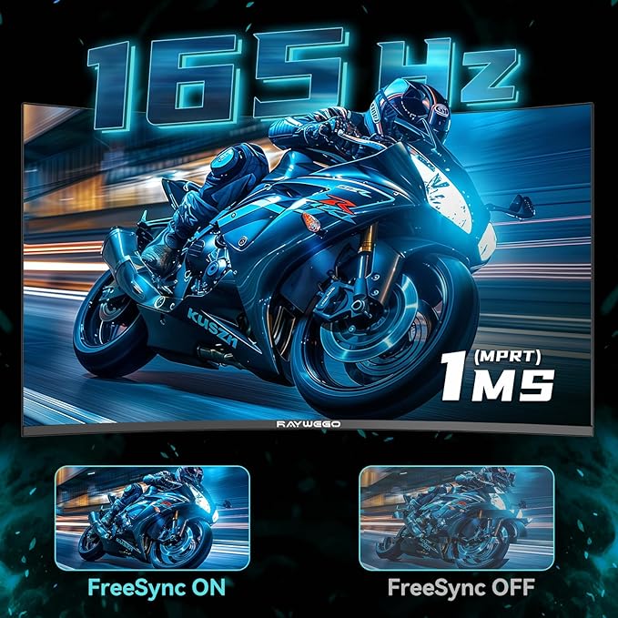 34 inch Ultrawide Curved Computer Gaming Monitor 165Hz UWQHD 3440x1440,1500R -PIP,1ms (MPRT),HDR, 300nits, sRGB99%,FreeSync,HDMI2.0(TMDS) x2,DP1.4 x2,Eye Care,Support Wallmount