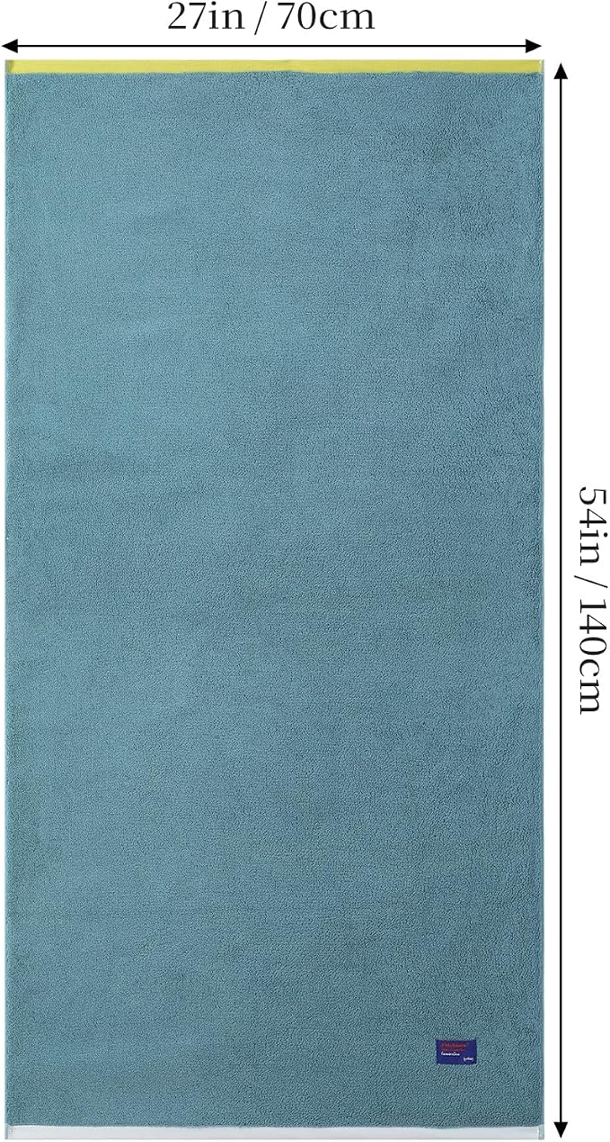 REDKISS 2 Pack Cotton Bath Towels, Soft Absorbent 600 GSM, 27x54 Inch | Quick Dry | Reinforced Stitching | Modern Contrast Border Design | Machine Washable | Bathroom, Gym|Spa & Guest Use | Blue