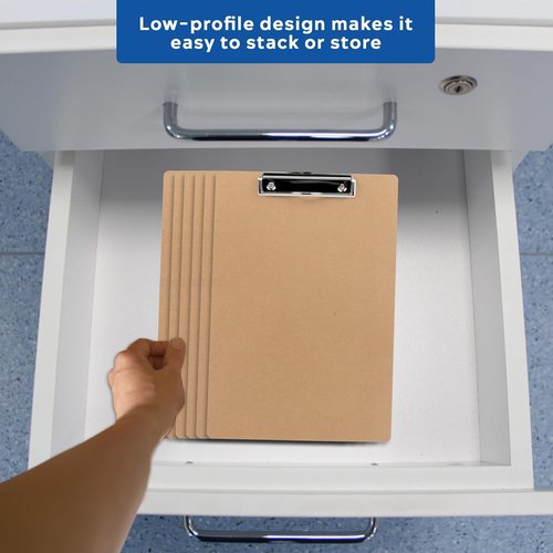 LUX Hardboard Clipboard - 6-Pack Brown | Durable Professional Office Organization Tools