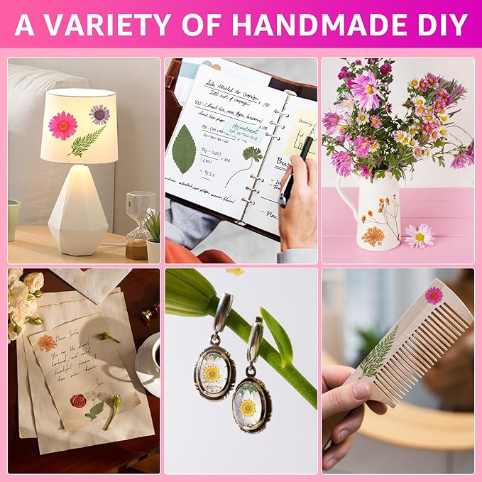 96Pcs Dried Pressed Flowers for Resin, Bulk Natural Dried Flowers,for Scrapbooking DIY Art Crafts Resin Accessories, Soap,Candle Making Nails Decor. Epoxy Resin Jewelry Molds.Craft Making