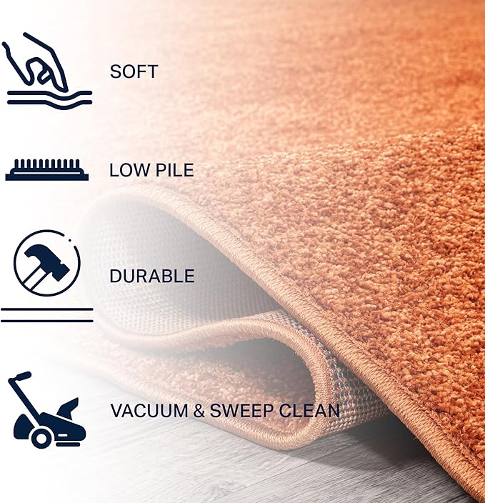 JONATHAN Y Haze Solid Low-Pile Orange 7x7 Square Indoor Area Rug, Coastal,Bohemian,Minimalist,Classic, Easy-Cleaning for Living Room,Bedroom,Kitchen,Pet Friendly,Non-Shedding (SEU100M-7SQ)