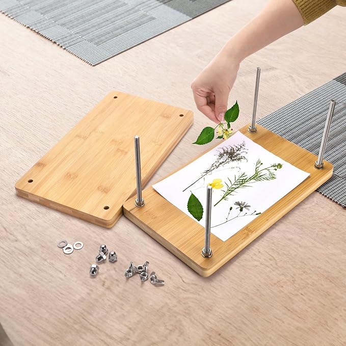Noamus 13"x7.5" Book Press, Large Bamboo Paper Press Bookbinding, Portable Binding Supplies with Anti-Slip Mat, Handmade Flower Pressing Tools for DIY, Beginners Craft Enthusiasts, Easy Assemble