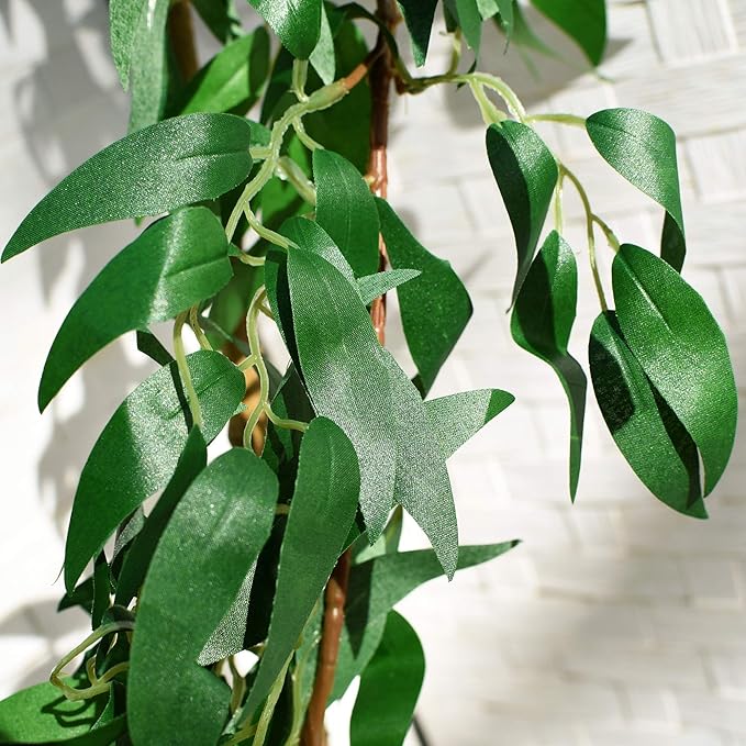 FiveSeasonStuff Artificial Natural Green Willow Garlands, Bendable Greenery Vine Leaves for Wedding Home Decoration (2 pcs, 11.8 feet)