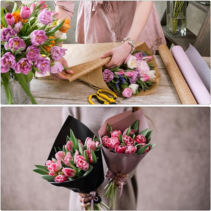 MECCANIXITY Set of 20 Flower Wrapping Paper 22.8x22.8 Inch Waterproof Florists Wrapping Paper for Florist Bouquet Supplies, DIY Crafts, Gift/Gift Box Packaging Light Orange