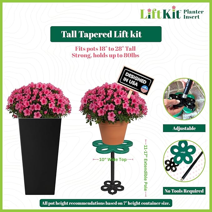 Tall Tapered Plant Riser Fill Bottom of Tall Flower Pots and Large Plant Containers | Indoor and Outdoor (11-17” Rise, 6" Base, 10" Top)
