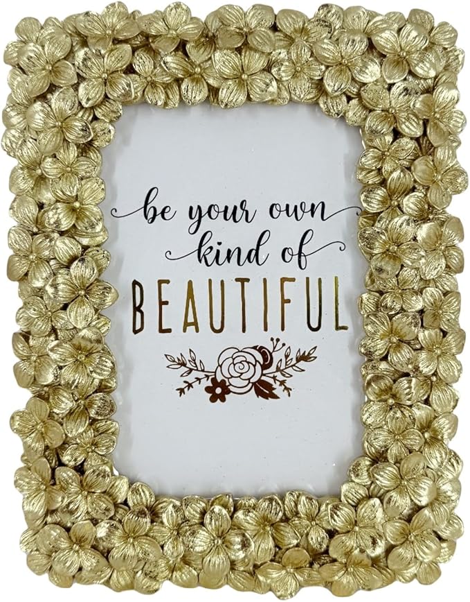4x6 Ornate Gold Picture Frame Embossed Flowers Retro Resin Photo Frames 4 x 6 Floral Home Decor for Tabletop and Wall with Glass Front(Gold)