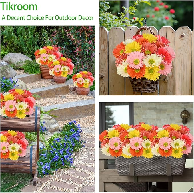 18 Pcs Artificial Gerbera Daisy Flowers Multiclor PU Artificial Fake Daisies Real Touch Bouquet with Stems for Home Arrangements Vase Wedding Birthday Party Office DIY Floral Decorations