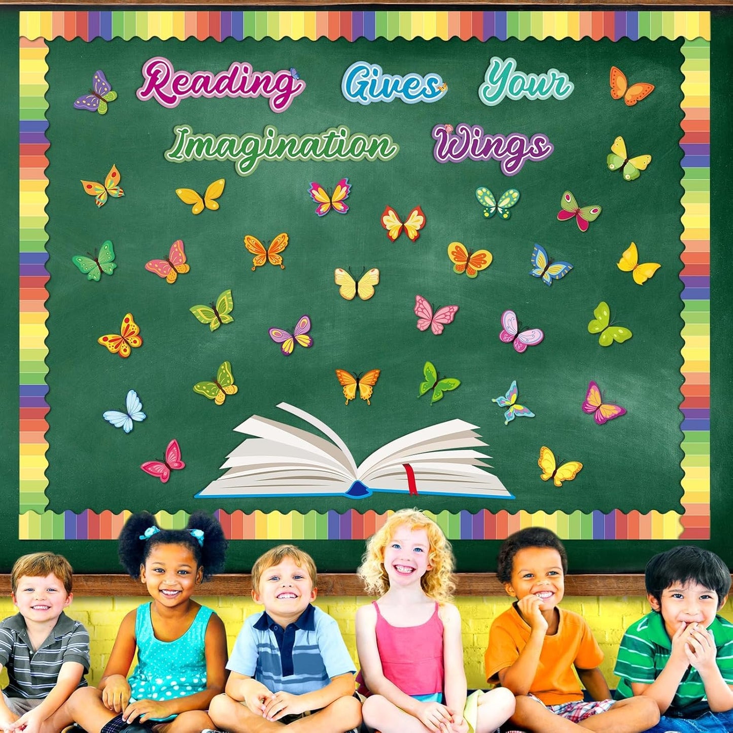 Skiennix Reading Bulletin Board Decorations Set - Spring Butterfly Cutouts for Classroom | Imagination-Inspiring Decor