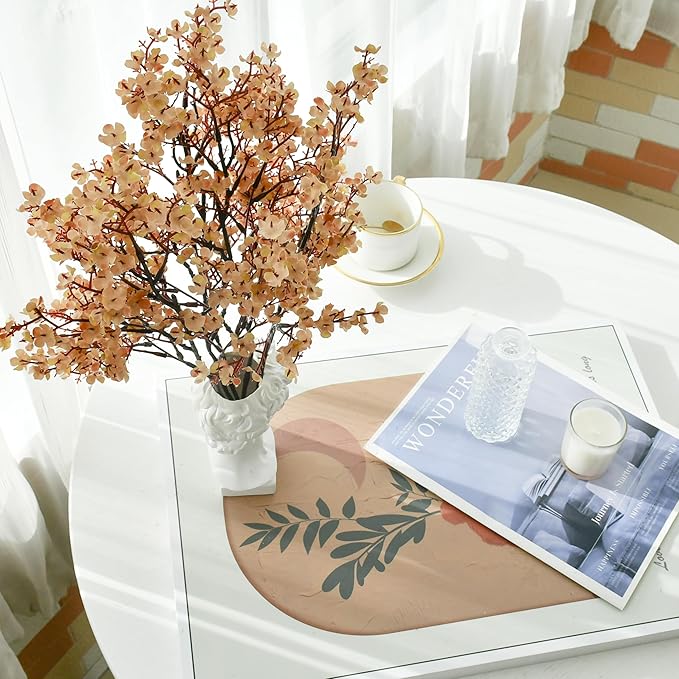 Mandy's Light Brown Artificial Baby’s Breath European Flowers 15 Bundles Silk Gypsophila with Bendable Stems for Fall Thanksgiving & Christmas Centerpiece Wedding Decor and Table Arrangements