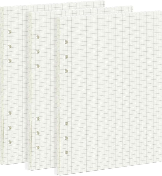135 Sheets Planner Refill Paper, 210x142mm, 5mm Squared Inserts Paper A5 6 Holes Binder Grid Notepaper for Filofax Bullet Journals Diary