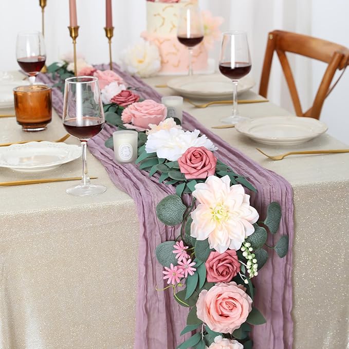 Floweroyal 2 Layers Artificial Flowers Combo Pink Flowers Mix Silk Flowers Dahlia Roses with Stems for Wedding Bridal Bouquets, Baby Shower, Floral Arrangement, Table Centerpieces