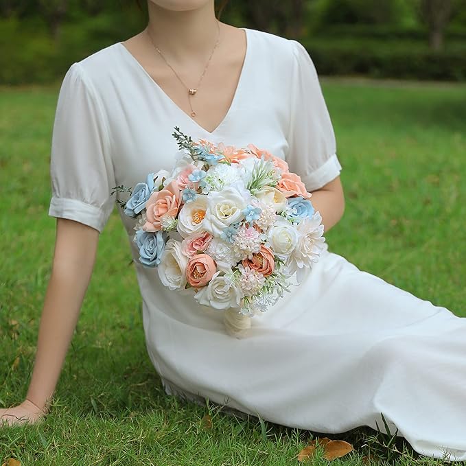 Artificial Flowers Combo, Fake Flowers for DIY Tables Centerpieces Baby Shower Bridal Shower Wedding Bouquet Arrangements Party Candle Holder Cake Decor Flower Home Decorations