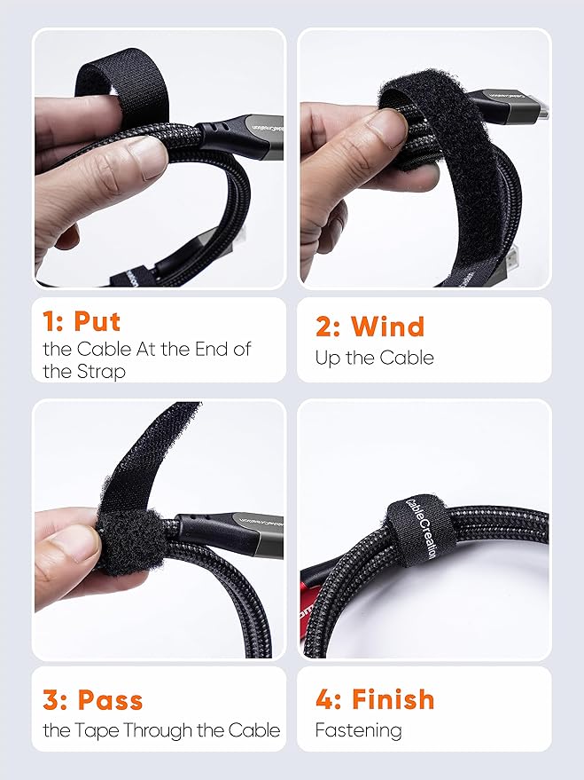 CableCreation Cable Ties 7 inch, 50PCS Reusable Fastening Organizer Cord/Tie Wrap, Nylon Adjustable Cable Management, 7 × 0.8 inch/Black