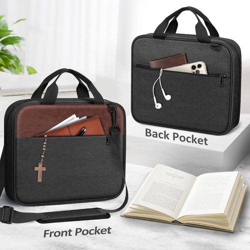 FINPAC Large Bible Cover - Protective Carrying Case with Zipper Pocket & Handle | Ideal Gift for Men & Women